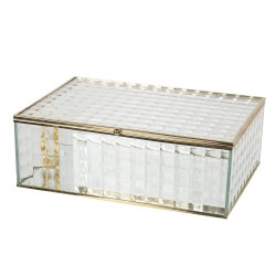 Szklane Pudełko ze Złotymi Krawędziami Kwadraty XL Clayre & Eef