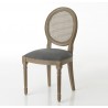 Krzesło Prowansalskie Medalion z Rattanowym Oparciem Szare