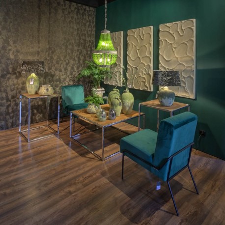 Przepiękna lampa wisząca Aluro z elementami w kolorze zielonym z pwnością stanie się najpiękniejsza ozdobą twojego domu!