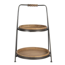 Piętrowa Patera Drewniana Brązowa