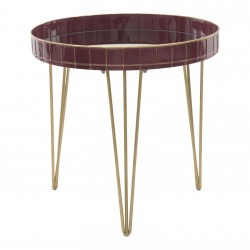 Metalowy Stolik z Lustrzanym Blatem Glam Bordeaux Mauro Ferretti