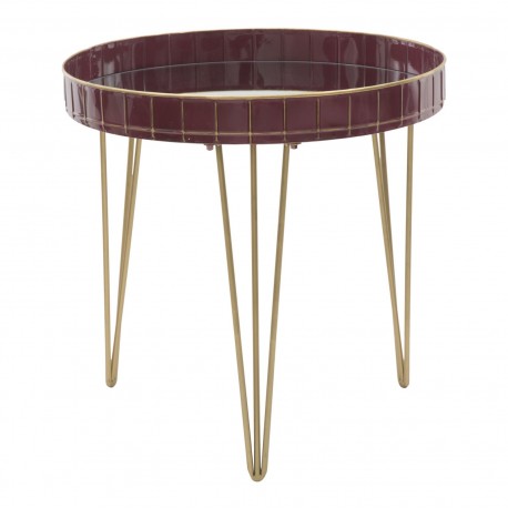 Metalowy Stolik z Lustrzanym Blatem Glam Bordeaux Mauro Ferretti