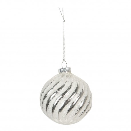 Zestaw Bombek Biało-Srebrnych 4szt. D Clayre & Eef