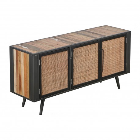 Komoda RTV Loftowa z Rattanem