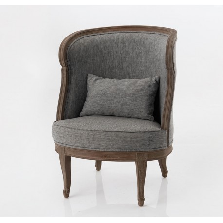 Fotel w Stylu Prowansalskim Grafitowy