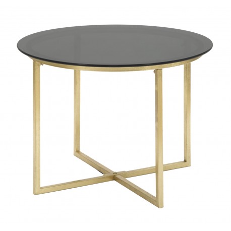 Złoty Stolik Kawowy Glam ze Szklanym Blatem Mauro Ferretti