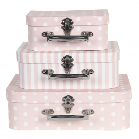 Pudła Walizki w Stylu Prowansalskim Paski i Kropki A