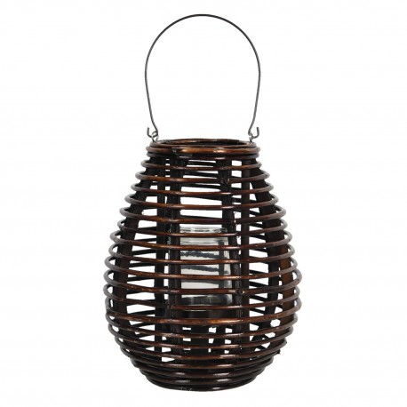 Drewniany Lampion Okrągły Brązowy C