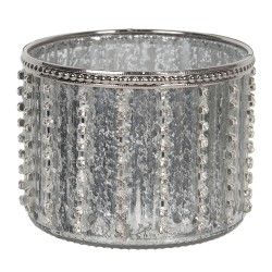 Szklany Świecznik Na Tealight Srebrny Postarzany A