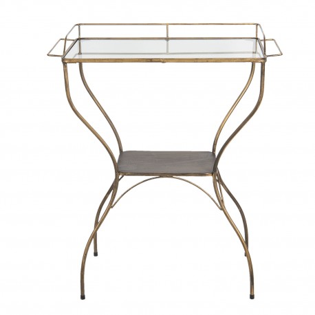 Metalowy Stolik Ze Szklanym Blatem i Półką A