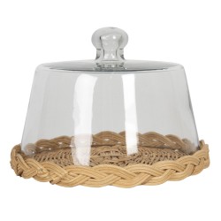 Rattanowa Taca ze Szklanym Kloszem A