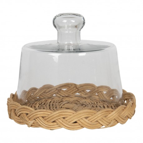 Rattanowa Taca ze Szklanym Kloszem A