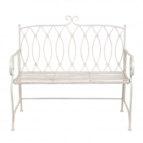 Metalowa Ławka Prowansalska Kremowa Motyl