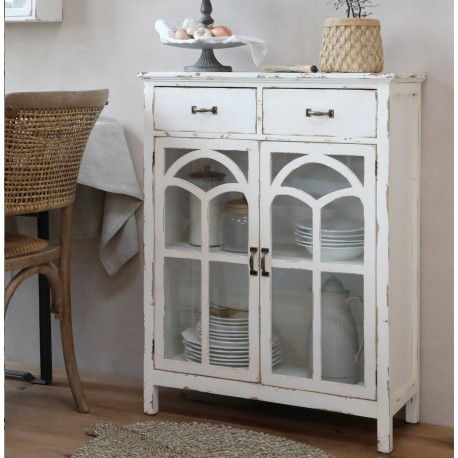 Komoda Postarzana Chic Antique Przeszklona 