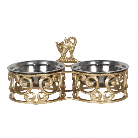 Miski Dla Psa Kota na Złotej Podstawie