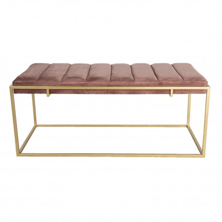 Aksamitna Ława Na Złotych Nogach Różowa