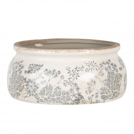 Ceramiczna Osłonka Na Doniczkę Kremowo-Szara S