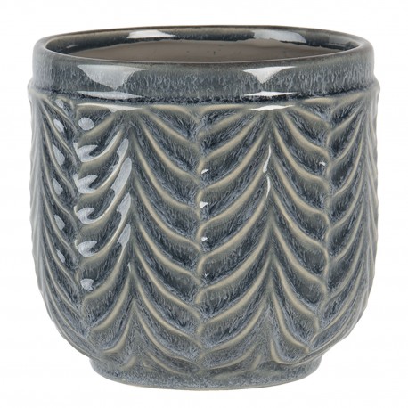 Ceramiczna Osłonka Na Doniczkę Kremowo-Szara Niska M