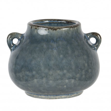 Ceramiczna Osłonka Na Doniczkę Szaroniebieska L