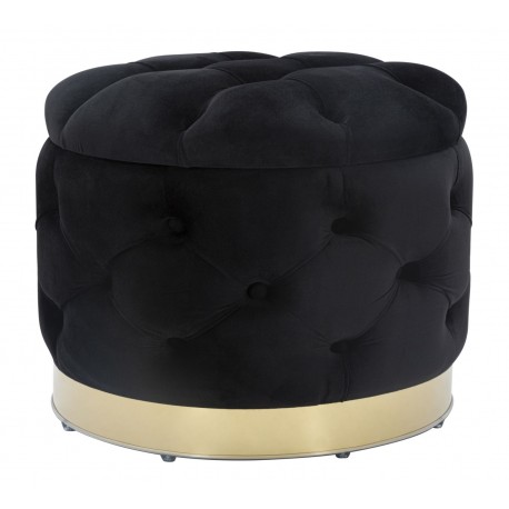 Pikowana Pufa Glamour ze Schowkiem Czarna
