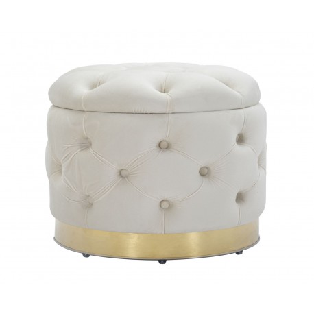 Pikowana Pufa Glamour ze Schowkiem Kremowa