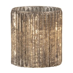 Złoty Świecznik Na Tealight Szklany w Prążki A