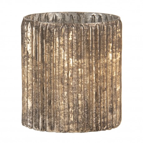 Złoty Świecznik Na Tealight Szklany w Prążki A