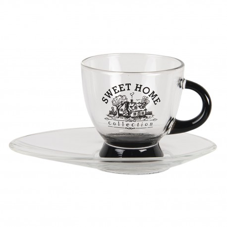 Szklana Filiżanka ze Spodkiem Sweet Home A
