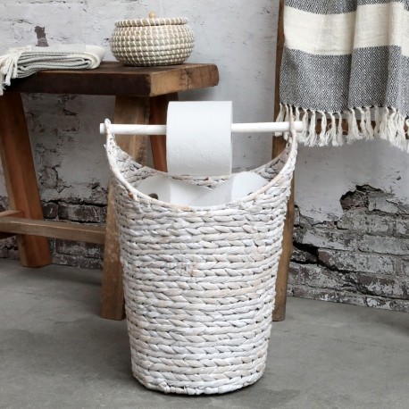 Stojak Na Papier Toaletowy Chic Antique z Koszem Biały