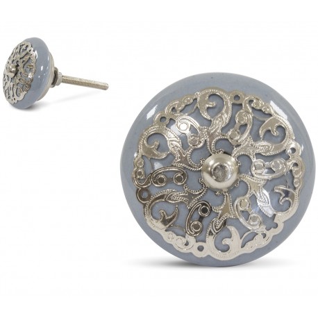 Gałka Meblowa Szaro-Srebrna A