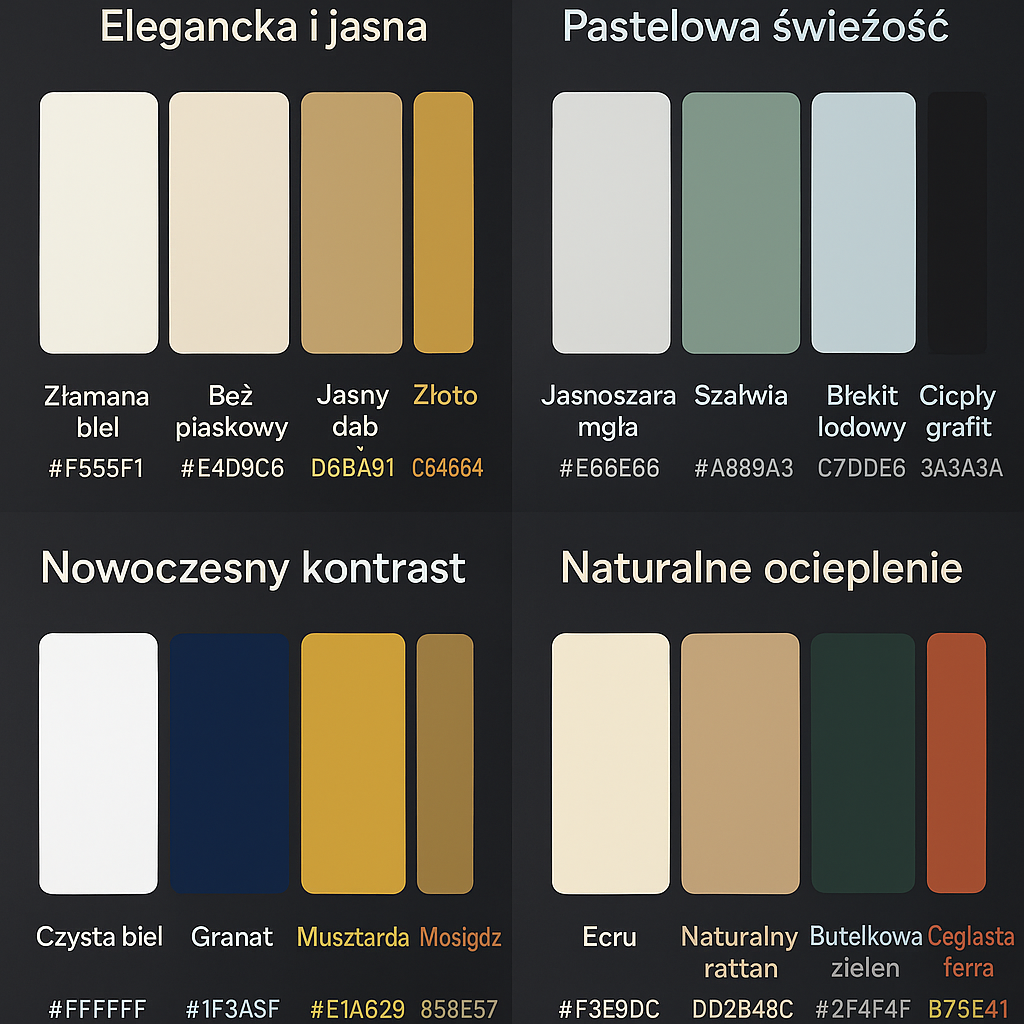 Oto cztery gotowe palety kolorów, które pomogą rozjaśnić każde ciemne wnętrze.